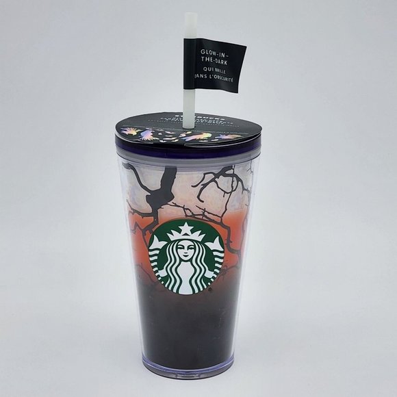 New Starbucks 2022 Fall Halloween Raven’s Perch Glow In The Dark 16 oz Tumbler - Picture 1 of 5